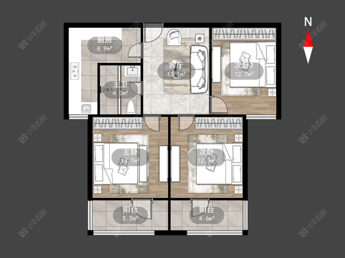 香江华廷花园房源户型图 常州香江华廷花园在售二手房源户型图_小牛看房