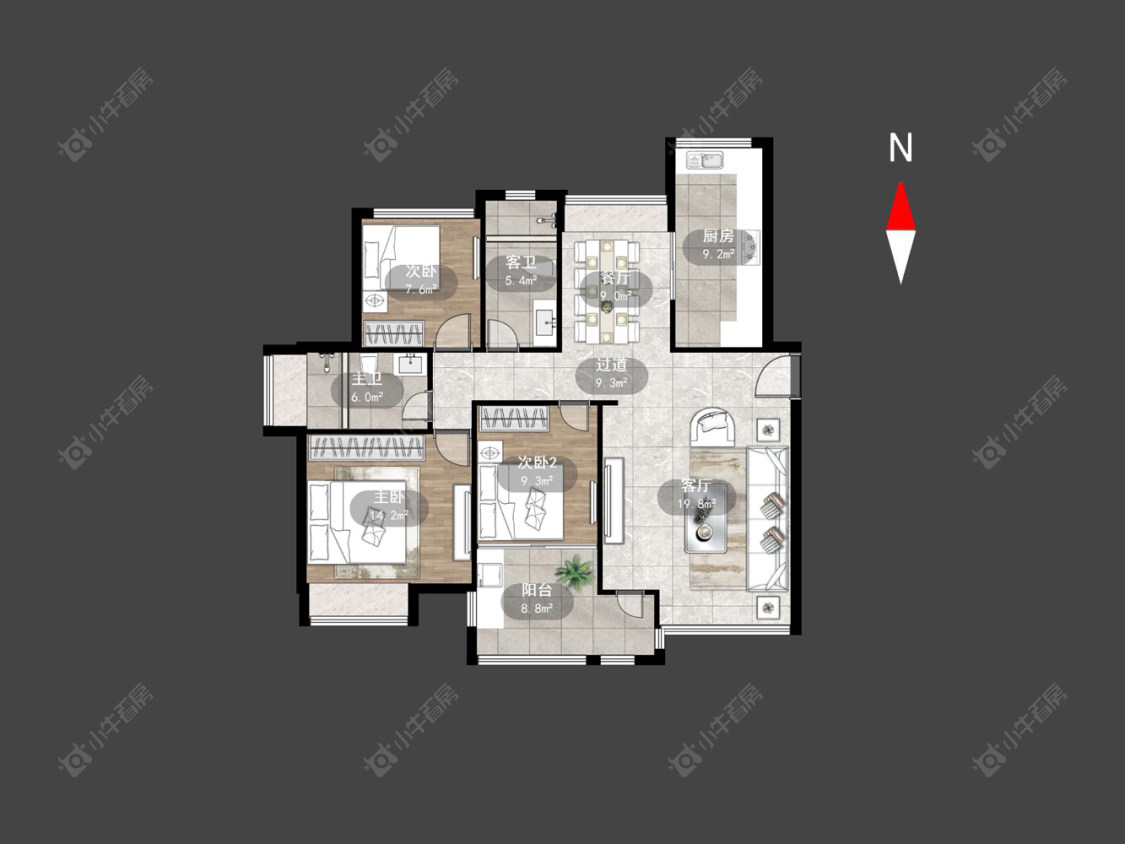 常州世茂香槟湖一期在售二手房源户型图_小牛看房