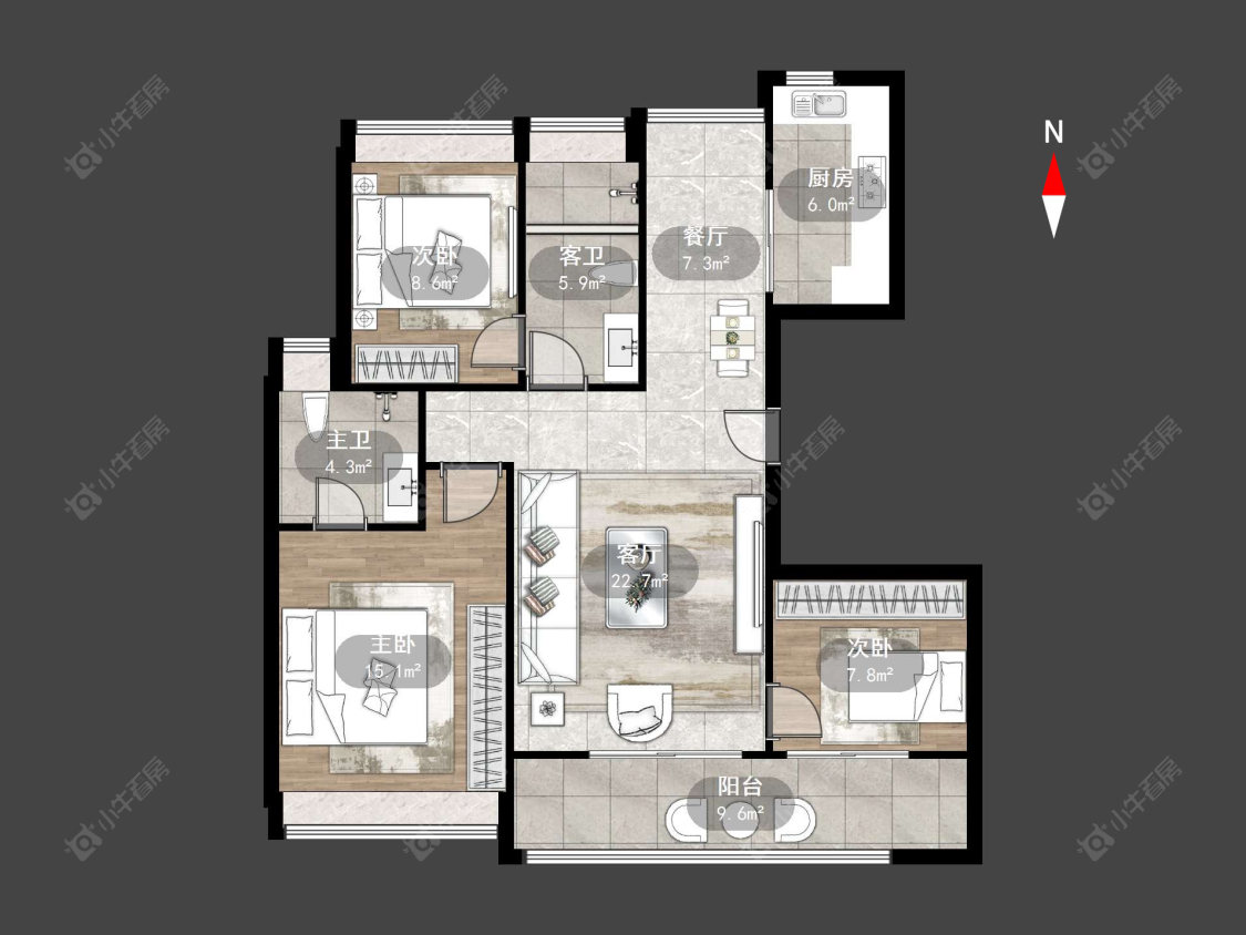常州万达光语未来一期在售二手房源户型图_小牛看房