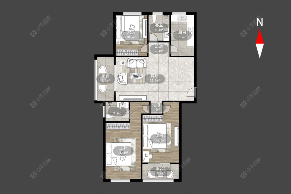 长河花园房源户型图 常州长河花园在售二手房源户型图_小牛看房
