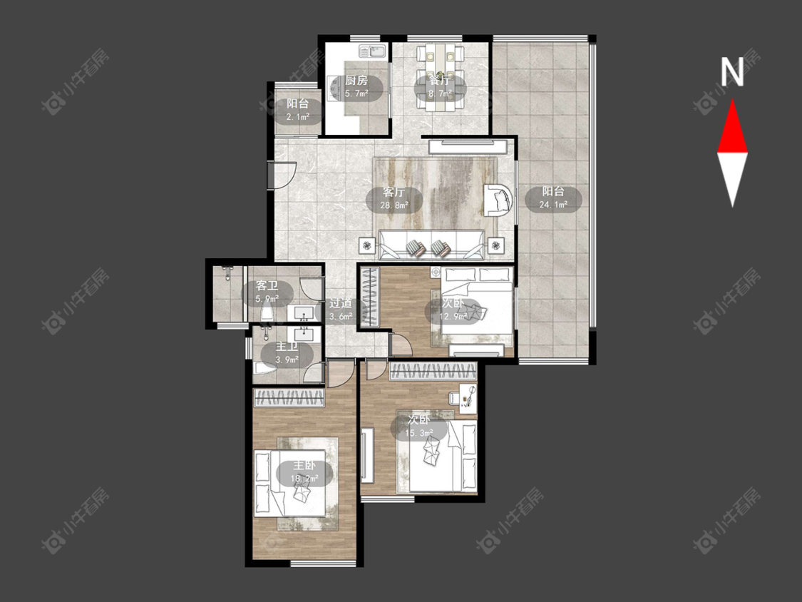 常州莱蒙城空中别墅在售二手房源户型图_小牛看房