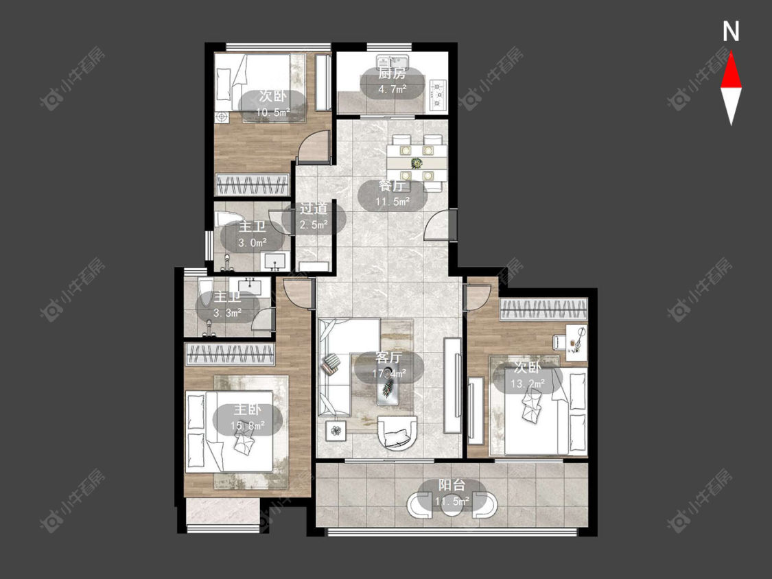常州梧桐香郡二期在售二手房源户型图_小牛看房