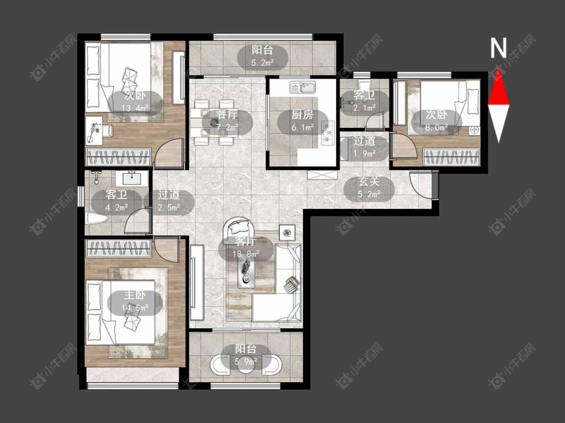 莱蒙城中央府西区房源户型图 常州莱蒙城中央府西区在售二手房源户型图_小牛看房