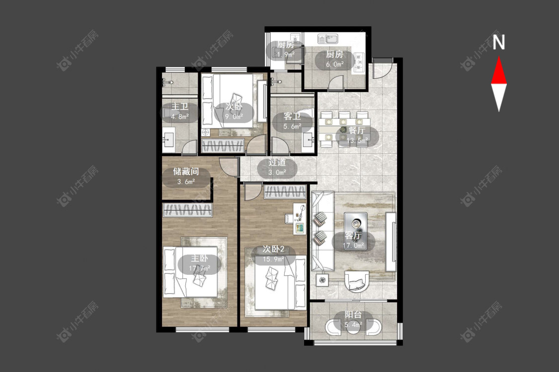 恒大御景房源户型图 常州恒大御景在售二手房源户型图_小牛看房