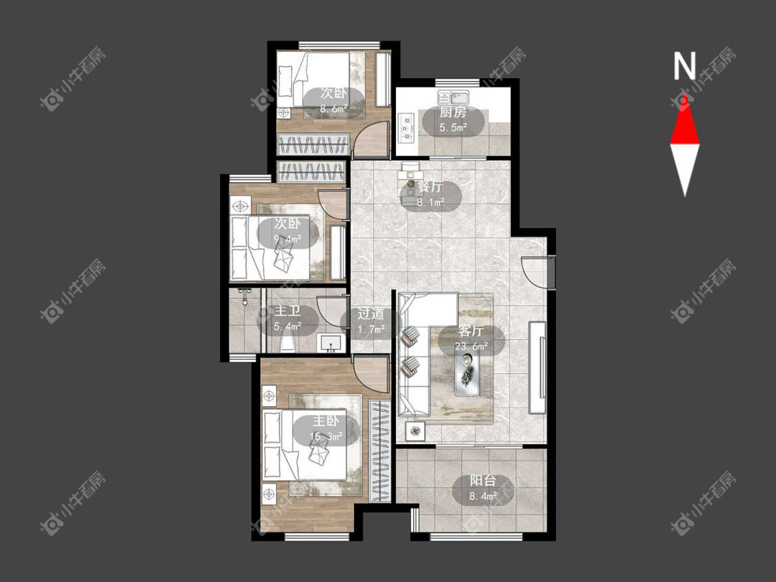 常州新城香溢澜桥二期在租房源户型图_小牛看房