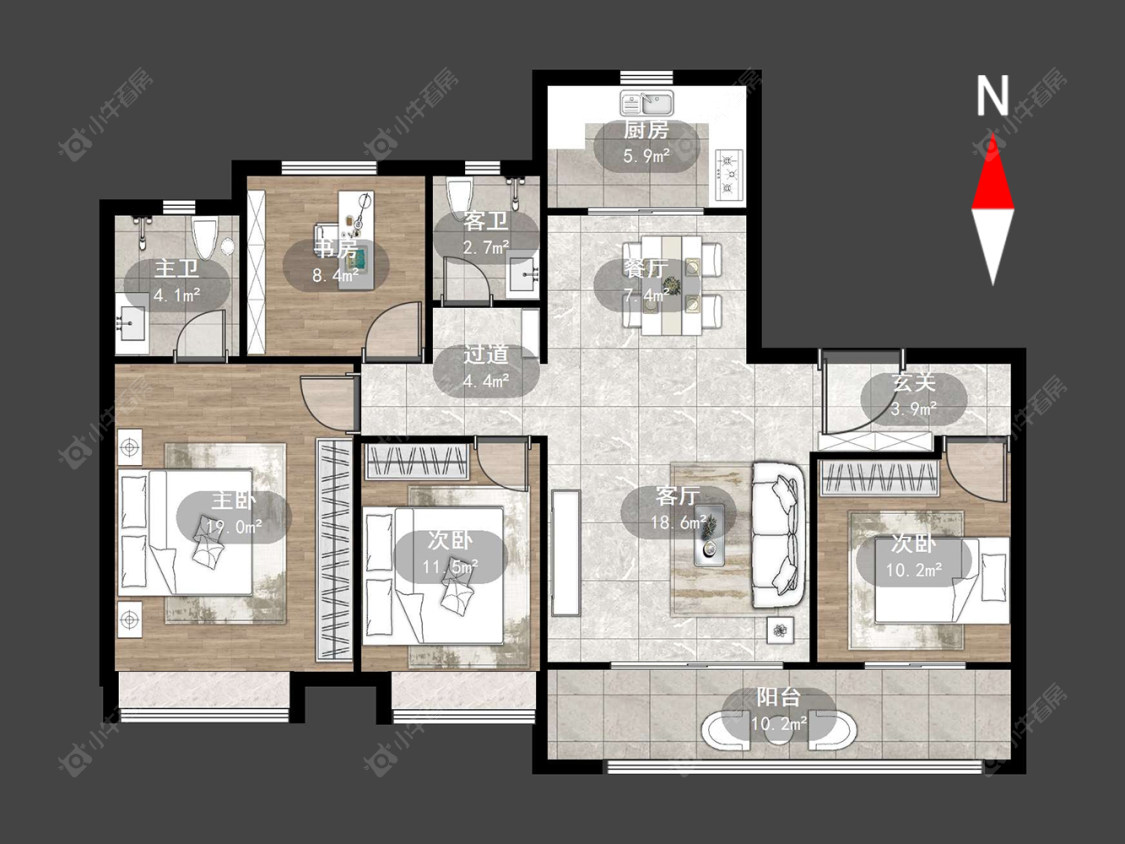 常州中梁金科启宸在售二手房源户型图_小牛看房