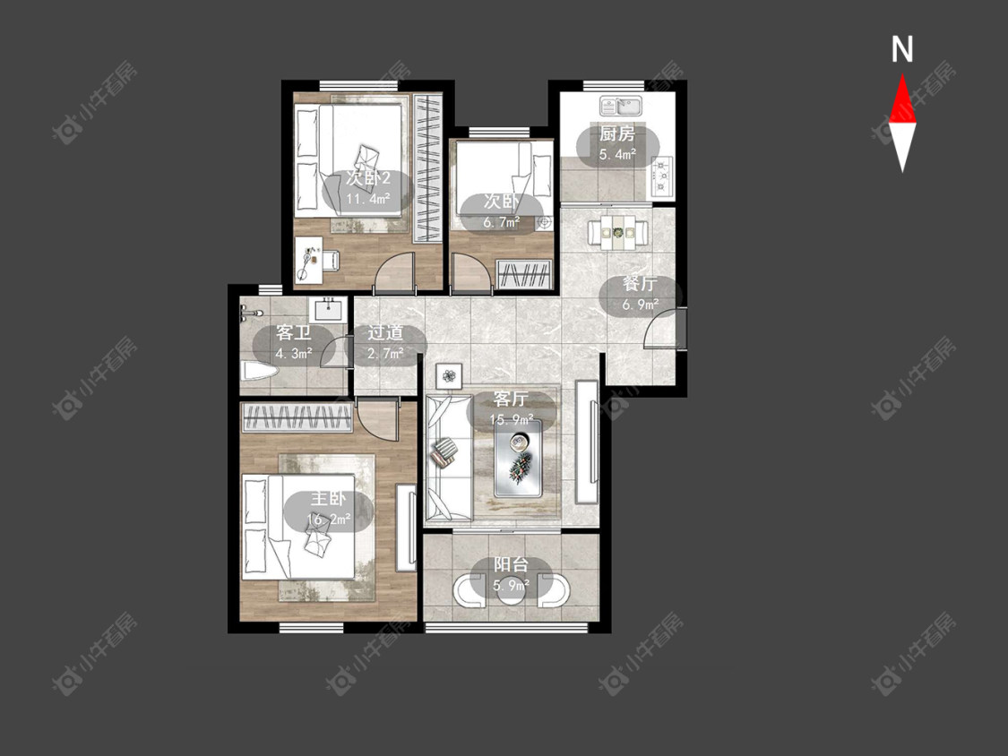 公园壹号四期房源户型图 常州公园壹号四期在售二手房源户型图_小牛看房