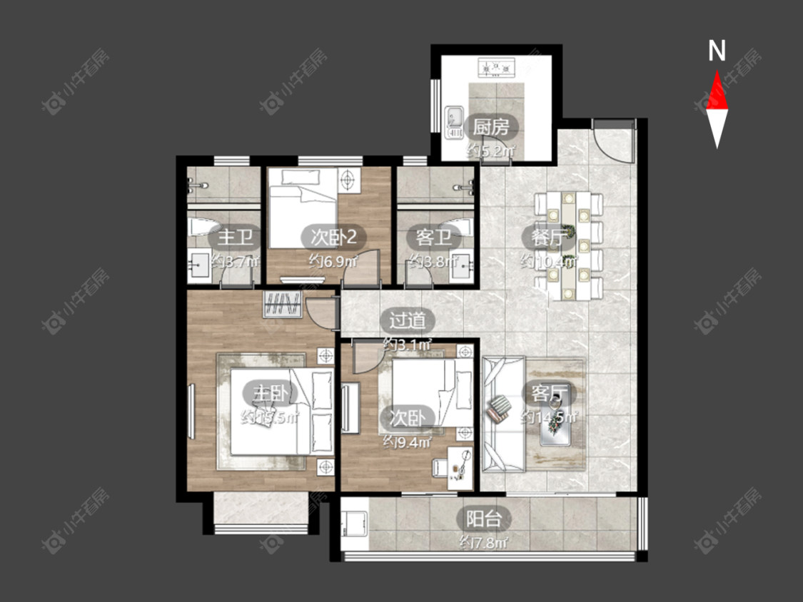 路劲雅居乐国仕九礼房源户型图 常州路劲雅居乐国仕九礼在售二手房源户型图_小牛看房