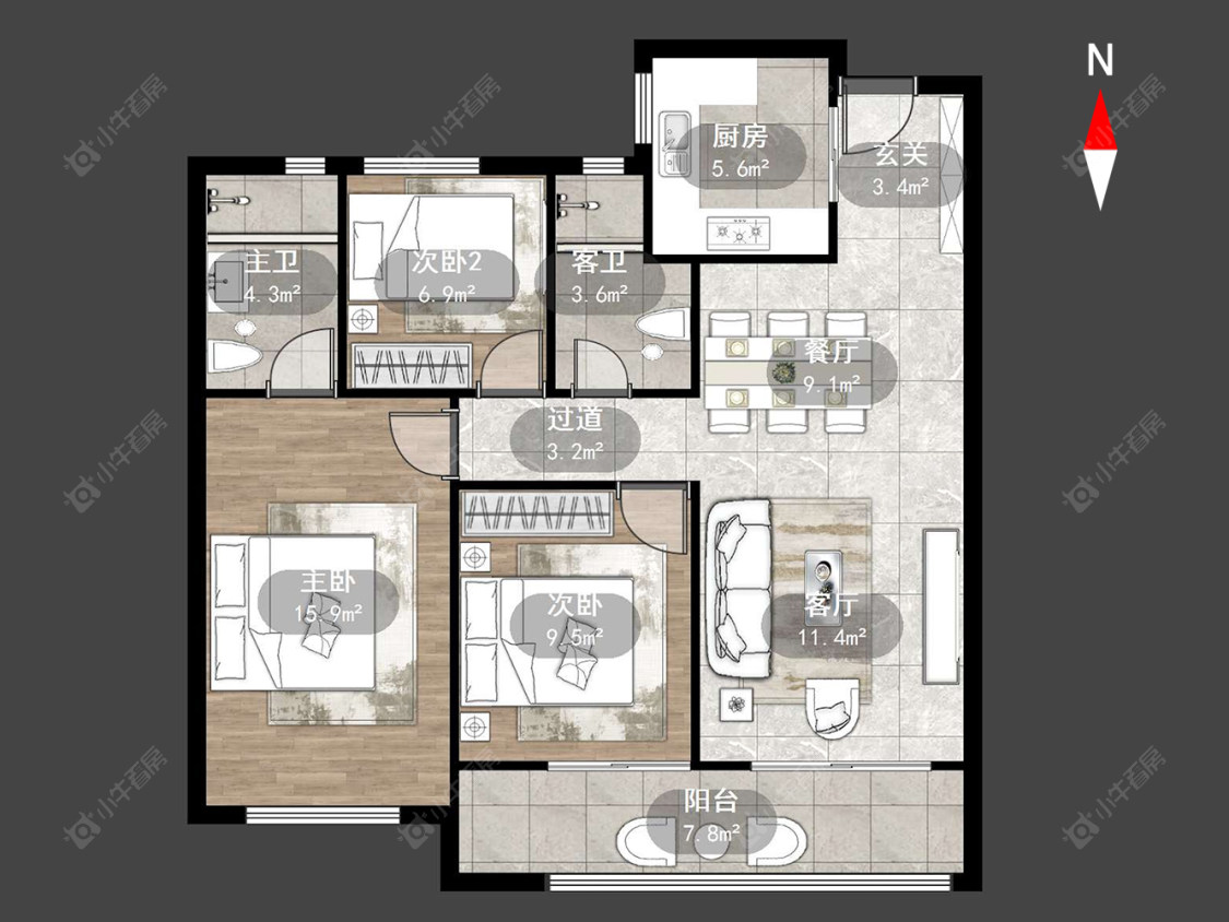 常州保利大都汇3室2厅2卫在售二手房房源图片