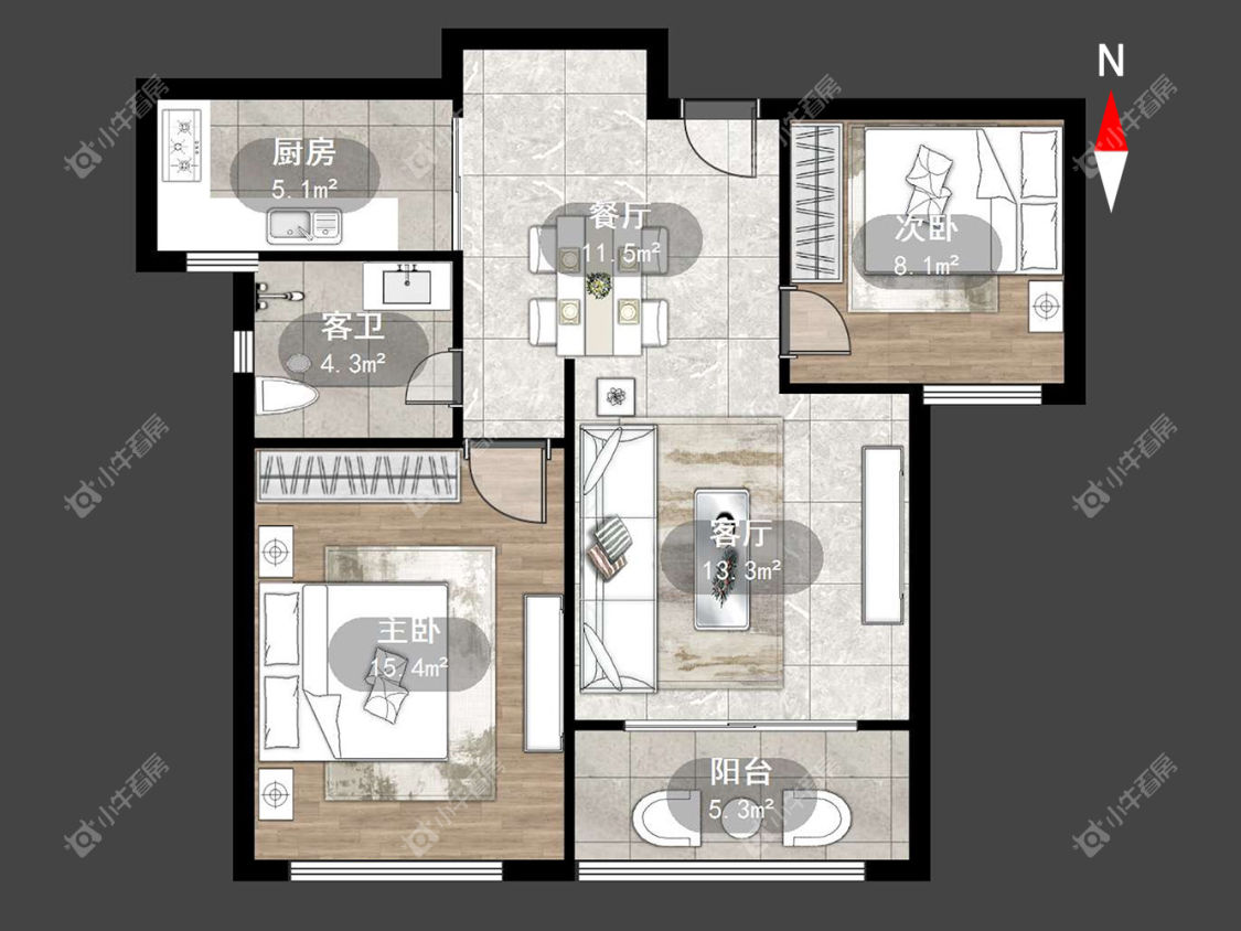常州公园壹号四期在租房源户型图_小牛看房
