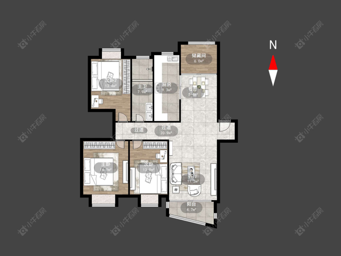 常州燕阳花园在售二手房源户型图_小牛看房