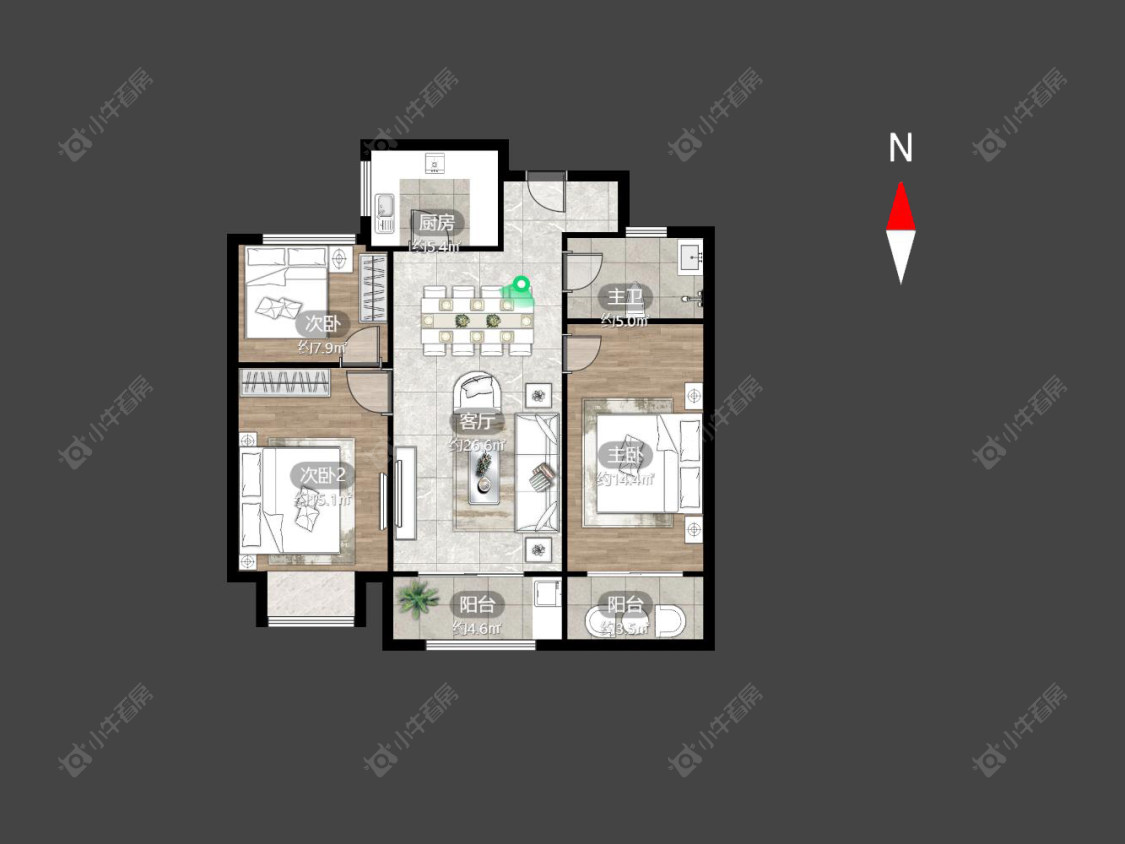 常州世茂香槟湖五期在售二手房源户型图_小牛看房