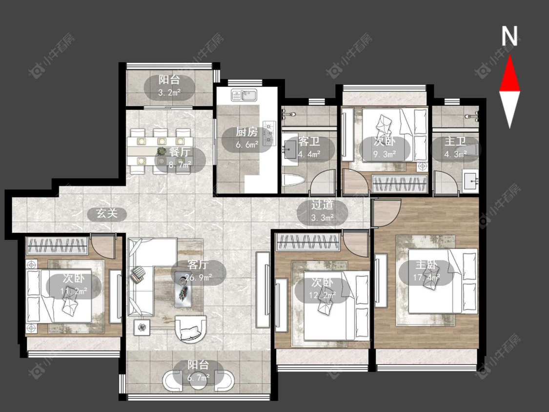 常州碧桂园新月时光在售二手房源户型图_小牛看房