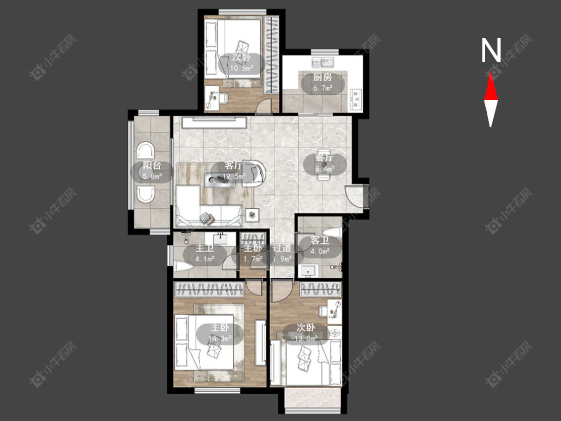 常州水岸花语在售二手房源户型图_小牛看房