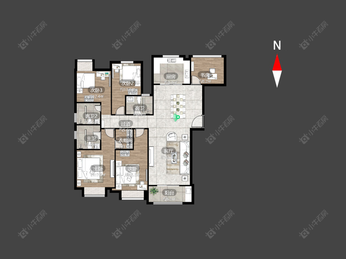 常州世茂香槟湖二期在售二手房源户型图_小牛看房