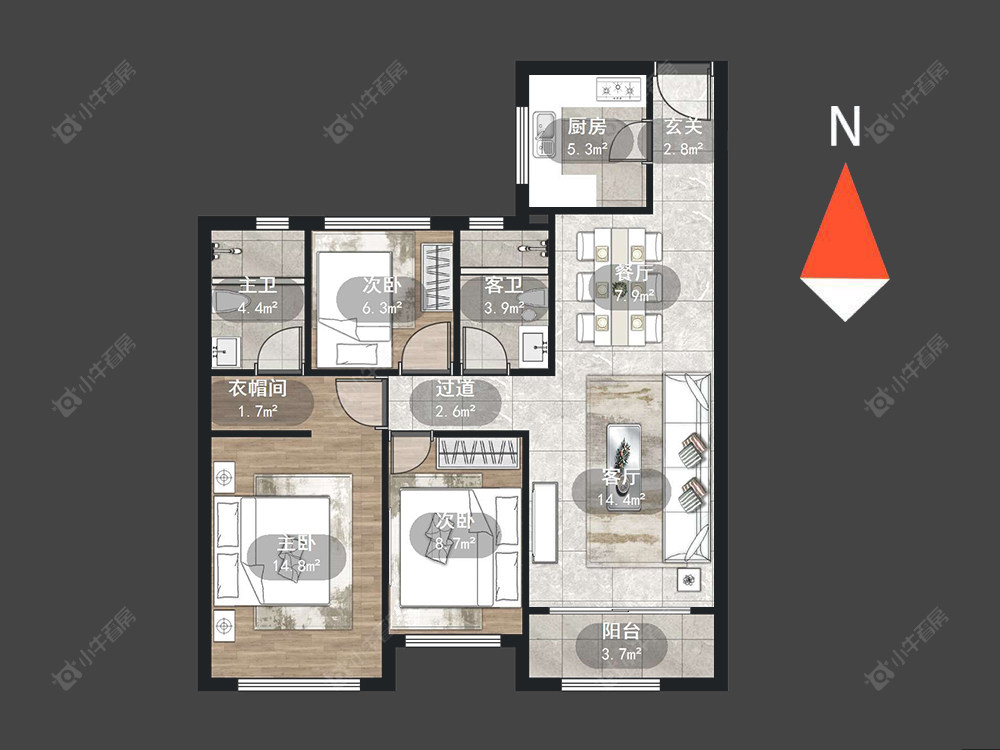 路劲城市主场房源户型图 常州路劲城市主场在售二手房源户型图_小牛看房