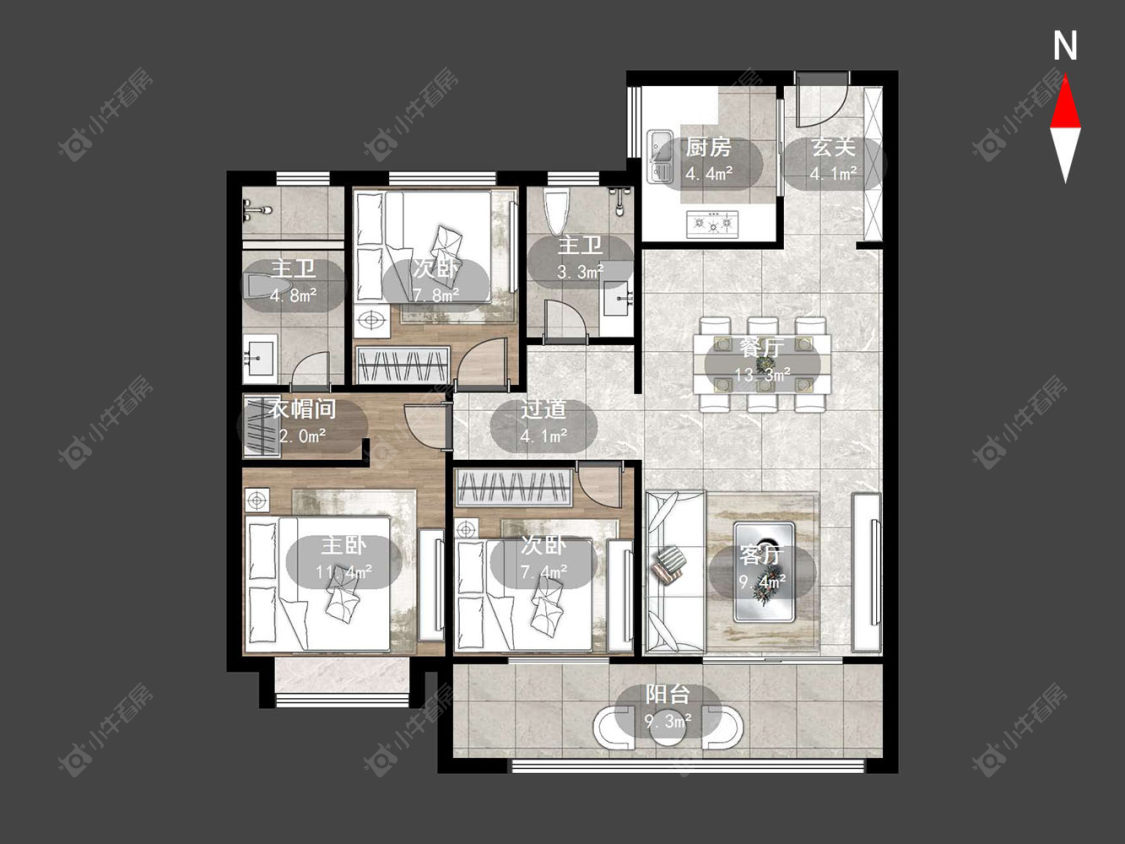 美的旭辉天赋房源户型图 常州美的旭辉天赋在售二手房源户型图_小牛看房