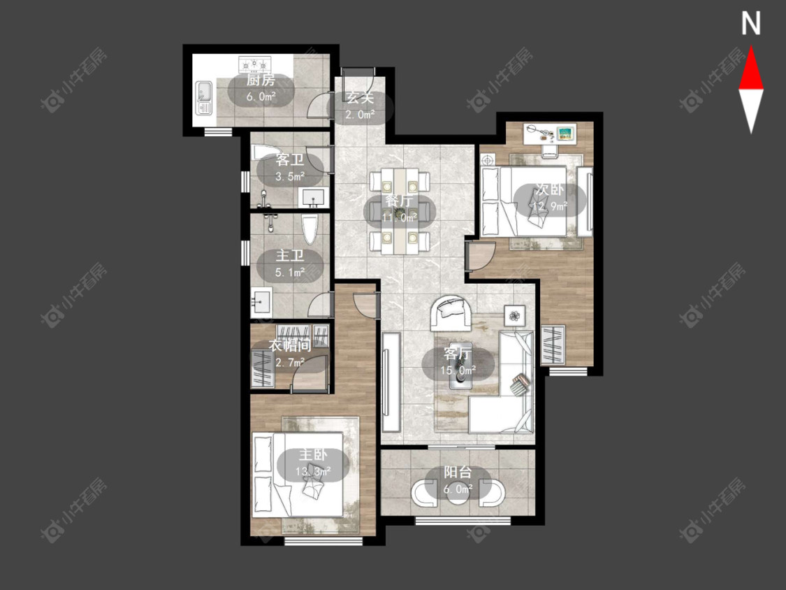 莱蒙时代房源户型图 常州莱蒙时代在售二手房源户型图_小牛看房