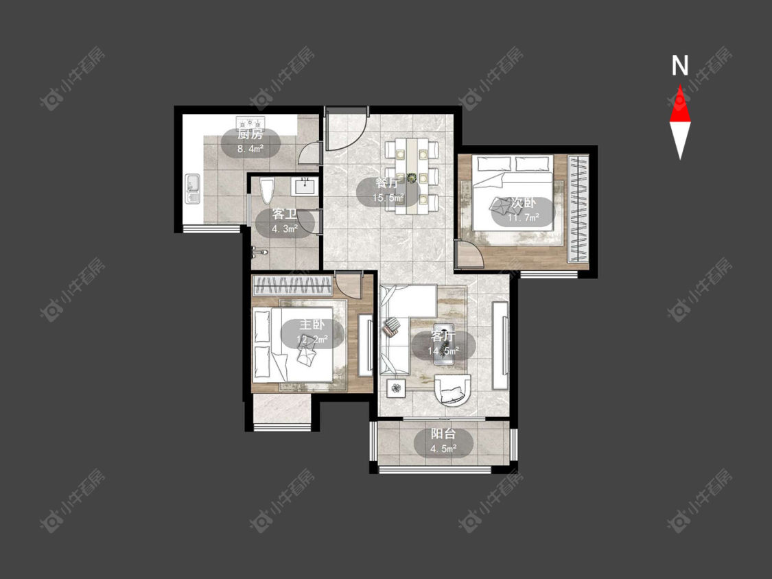 常州世茂香槟湖一期在售二手房源户型图_小牛看房