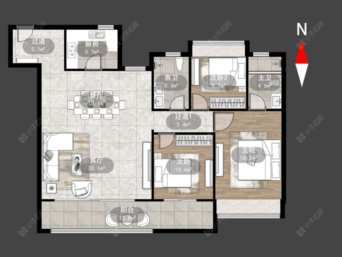 常州美的世茂云筑在售二手房源户型图_小牛看房