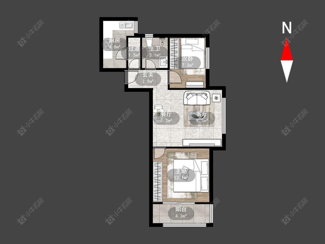九洲花园一期房源户型图 常州九洲花园一期在售二手房源户型图_小牛看房