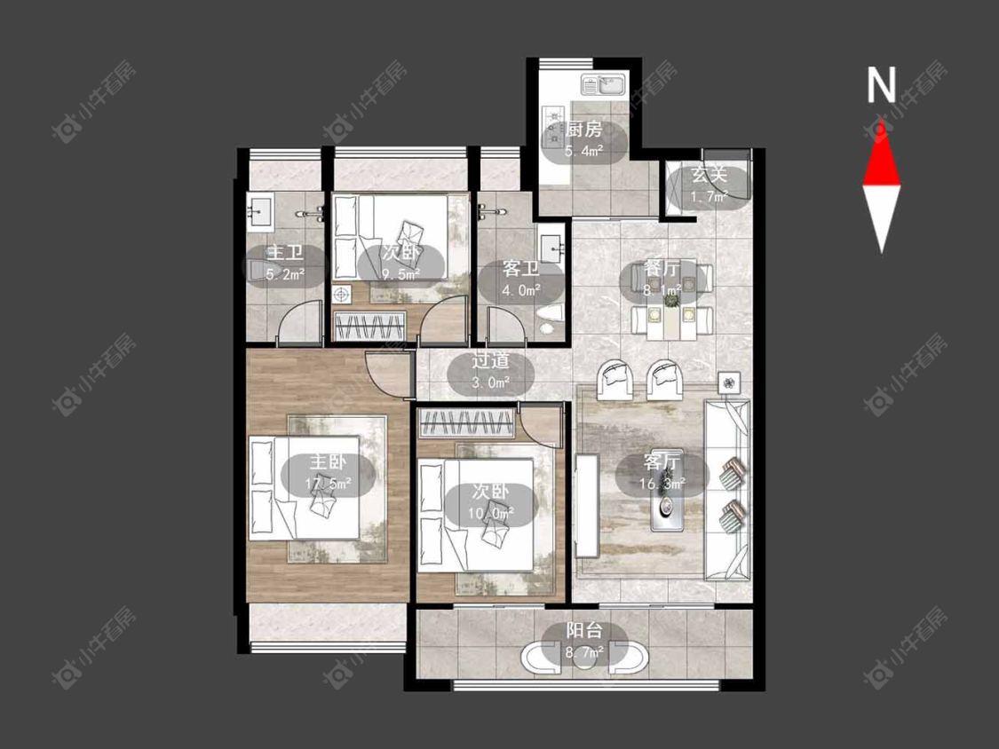 常州美的翰林府在售二手房源户型图_小牛看房