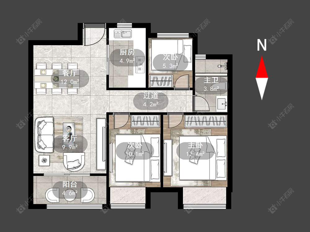 常州招商花园城在售二手房源户型图_小牛看房