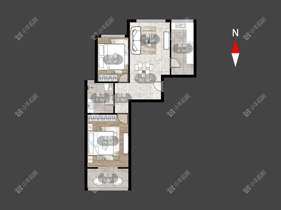 常州永宁星座公寓在租房源户型图_小牛看房