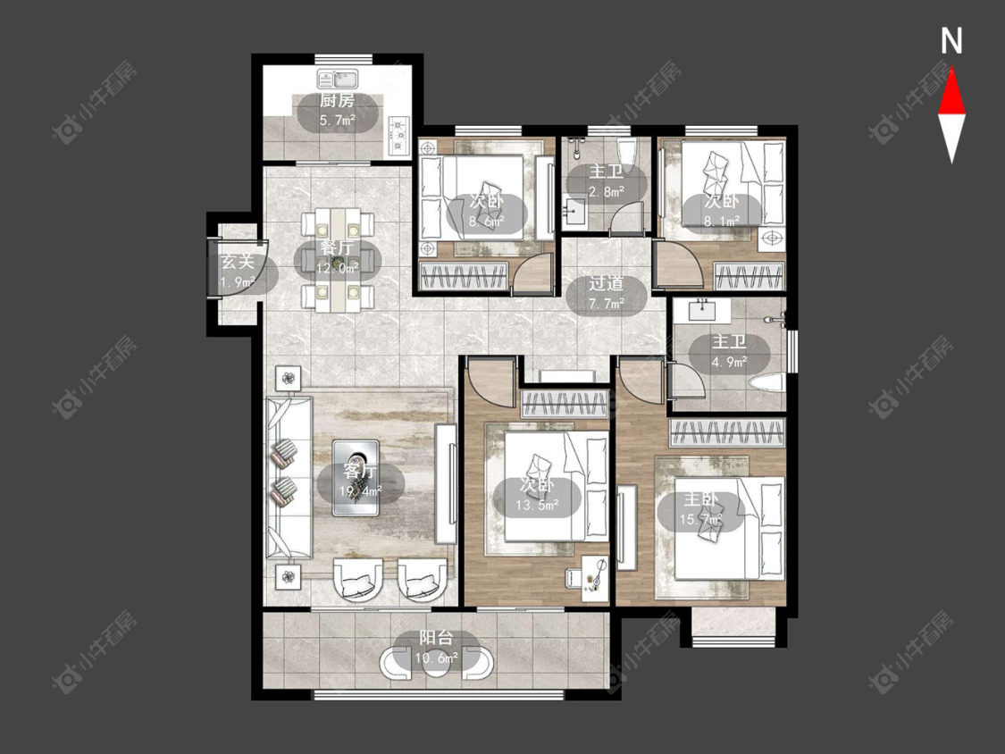 常州新瑞金苑在售二手房源户型图_小牛看房