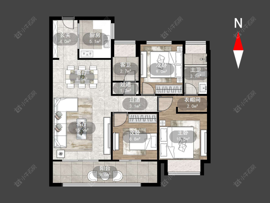 常州美的旭辉天赋在售二手房源户型图_小牛看房