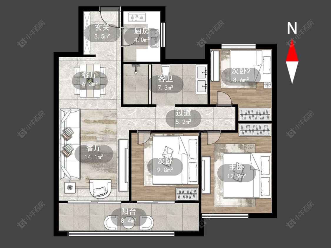 常州美的世茂云筑在售二手房源户型图_小牛看房