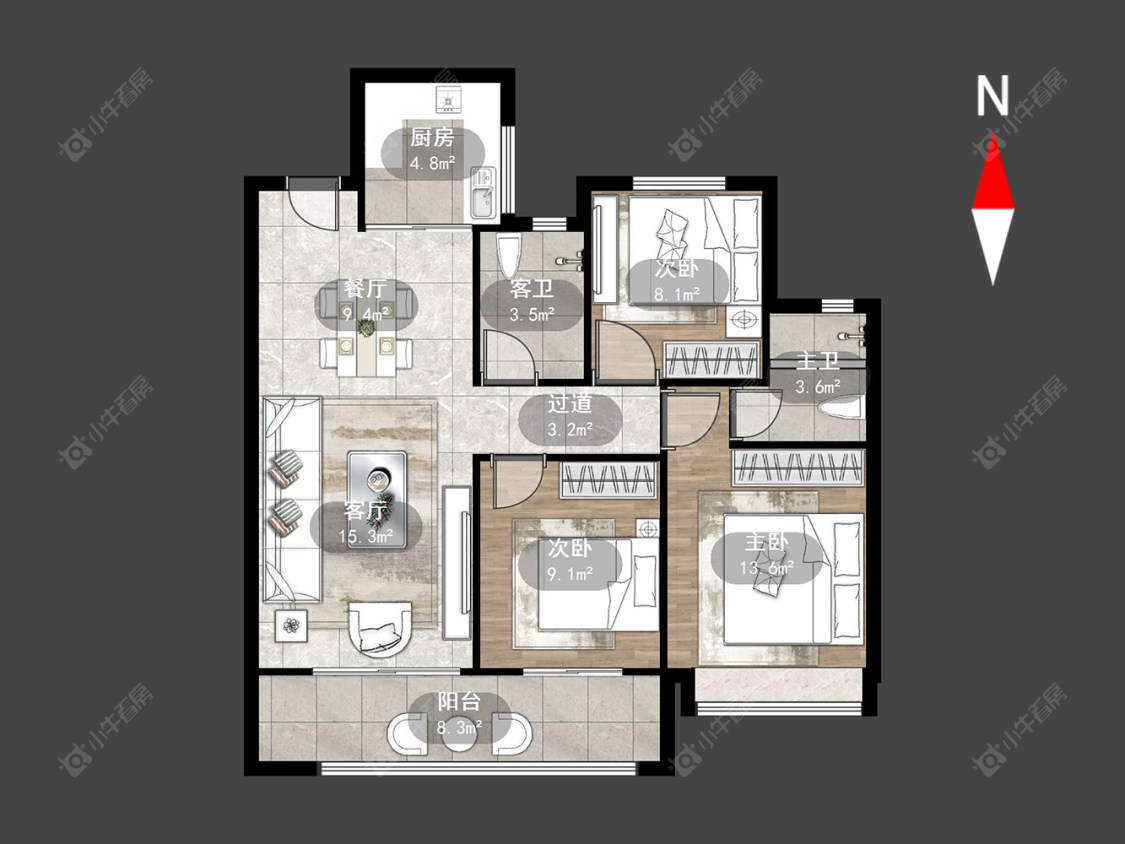 常州中梁金科启宸在售二手房源户型图_小牛看房