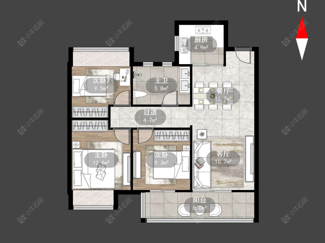 常州牡丹招商公园学府在售二手房源户型图_小牛看房