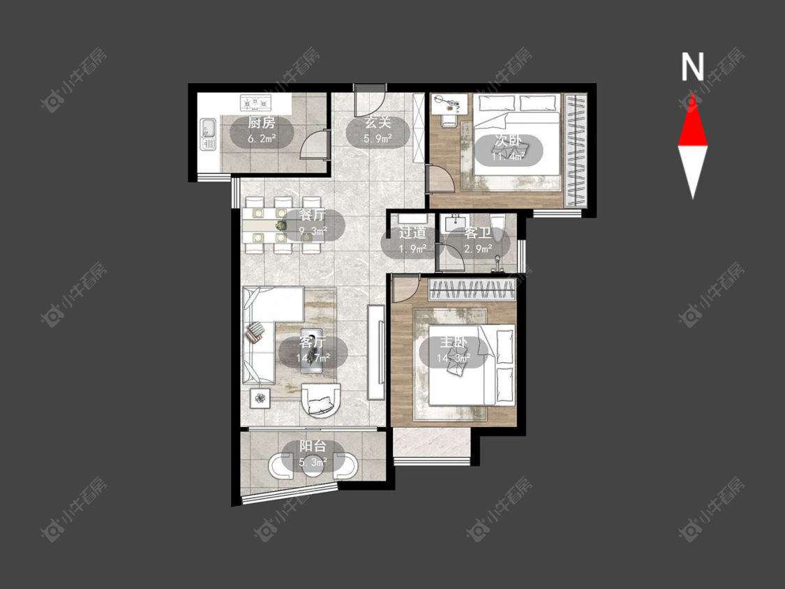 常州中央花园在售二手房源户型图_小牛看房