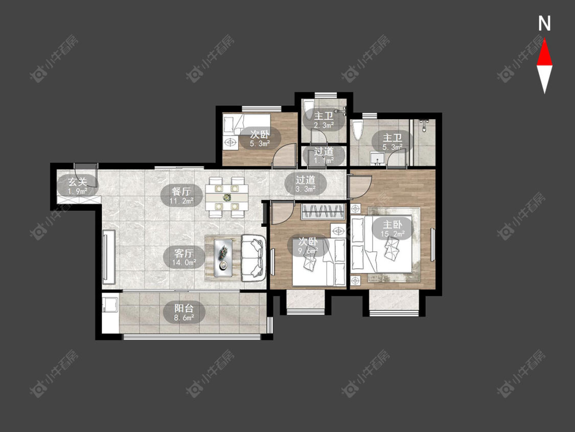 常州中南红玺台在售二手房源户型图_小牛看房