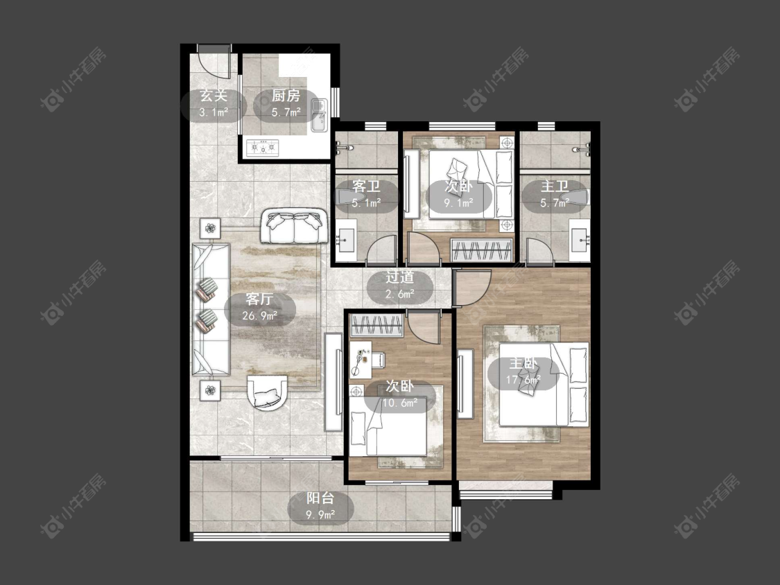 丹阳恒大名都二三期在售二手房源户型图_小牛看房