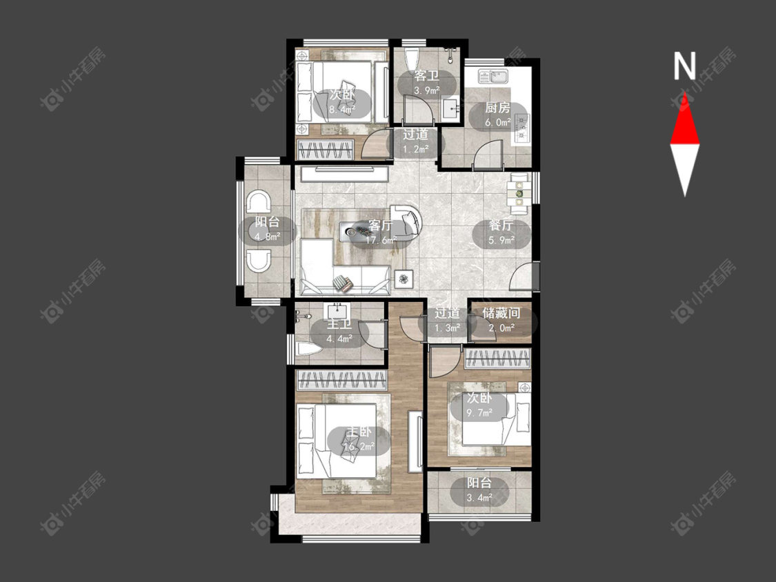 常州天润国际花园在售二手房源户型图_小牛看房