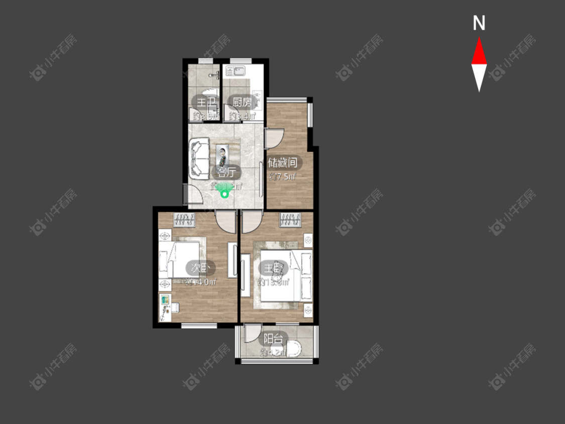 常州文化二村在售二手房源户型图_小牛看房