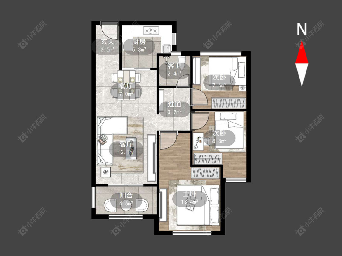 路劲城三期房源户型图 常州路劲城三期在售二手房源户型图_小牛看房