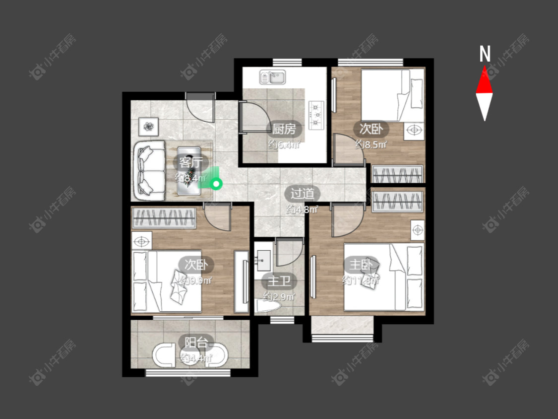 常州华润国际四期在售二手房源户型图_小牛看房