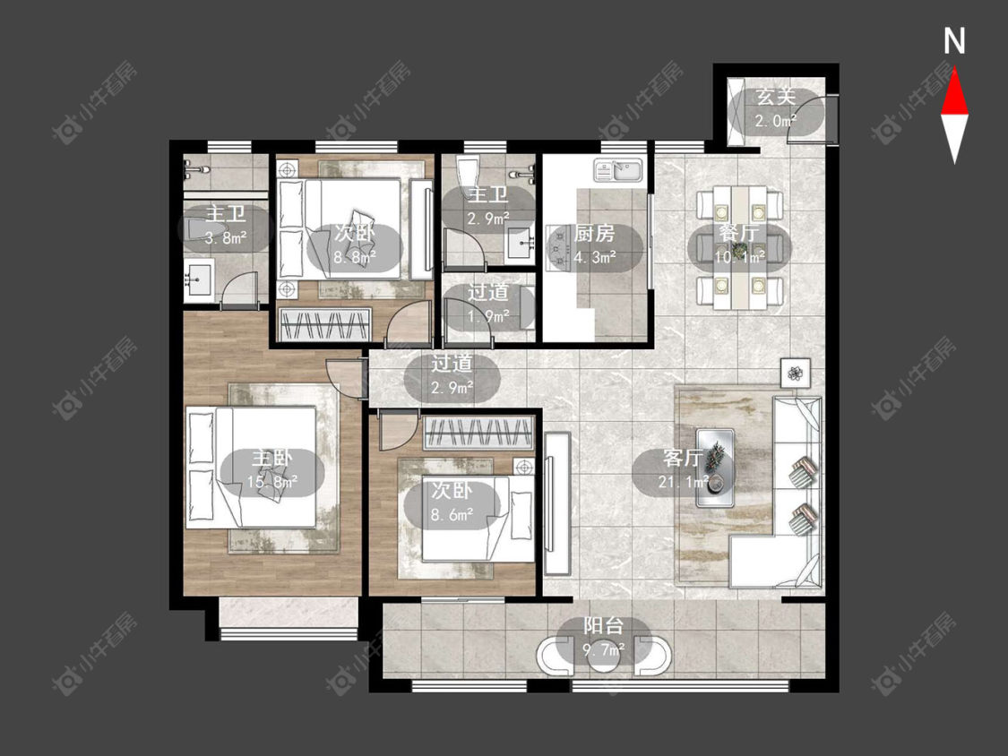 常州融信澜悦在售二手房源户型图_小牛看房