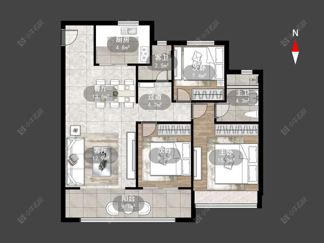 常州红星铂悦风华在售二手房源户型图_小牛看房