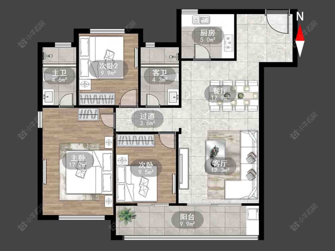 常州美的世茂云筑在售二手房源户型图_小牛看房