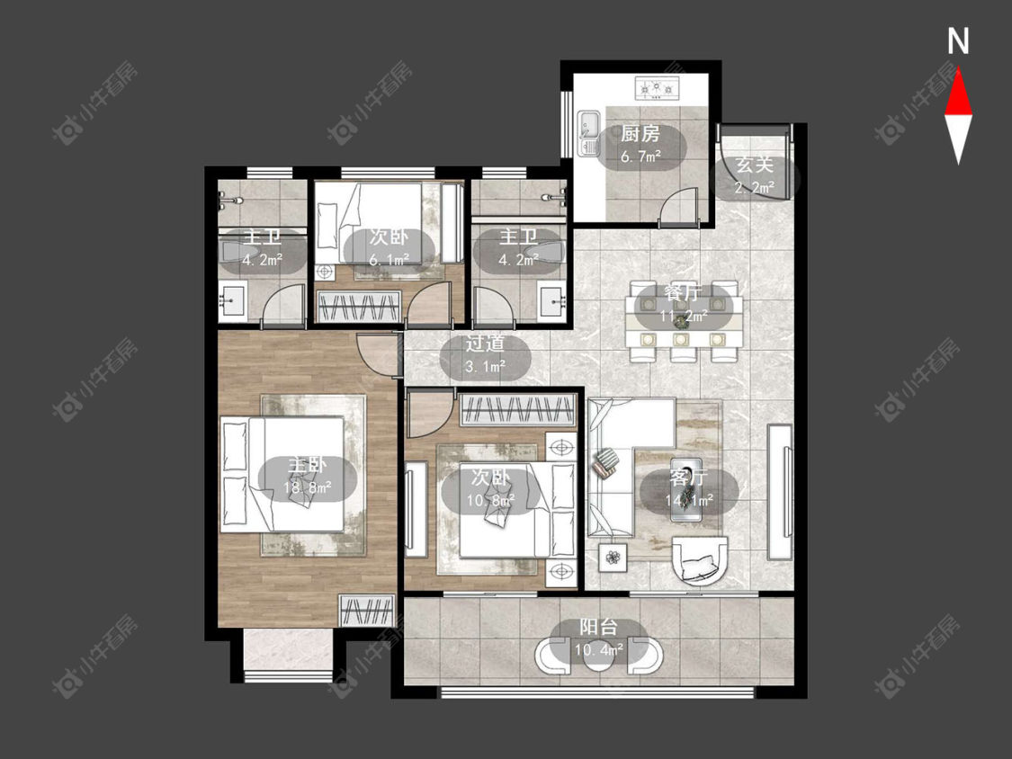 常州港悦府在售二手房源户型图_小牛看房