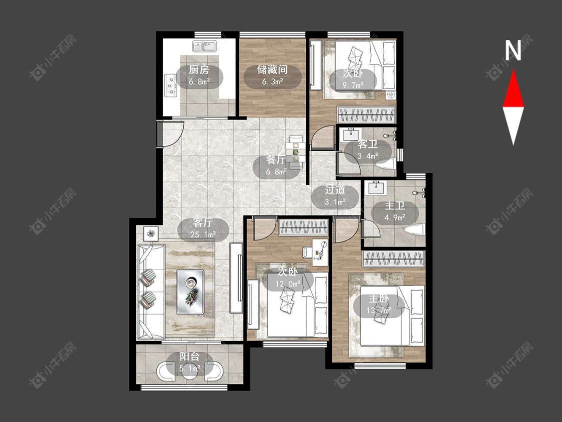 常州聚盛花园在售二手房源户型图_小牛看房