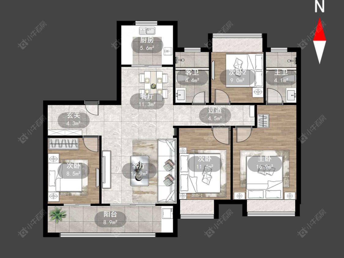 常州牡丹招商公园学府在售二手房源户型图_小牛看房