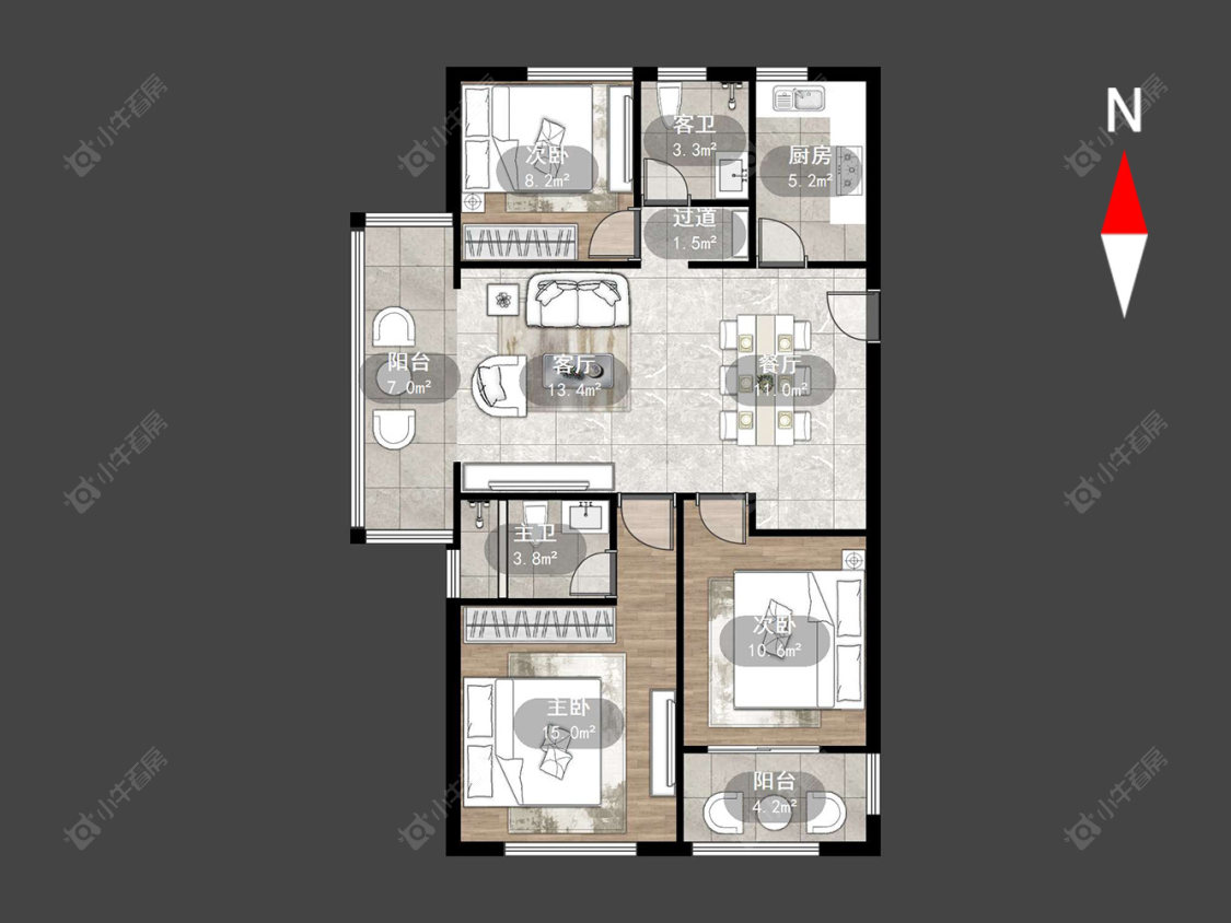 常州莱蒙城铂晶在售二手房源户型图_小牛看房