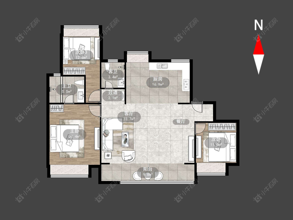 常州中奥雍锦园在售二手房源户型图_小牛看房