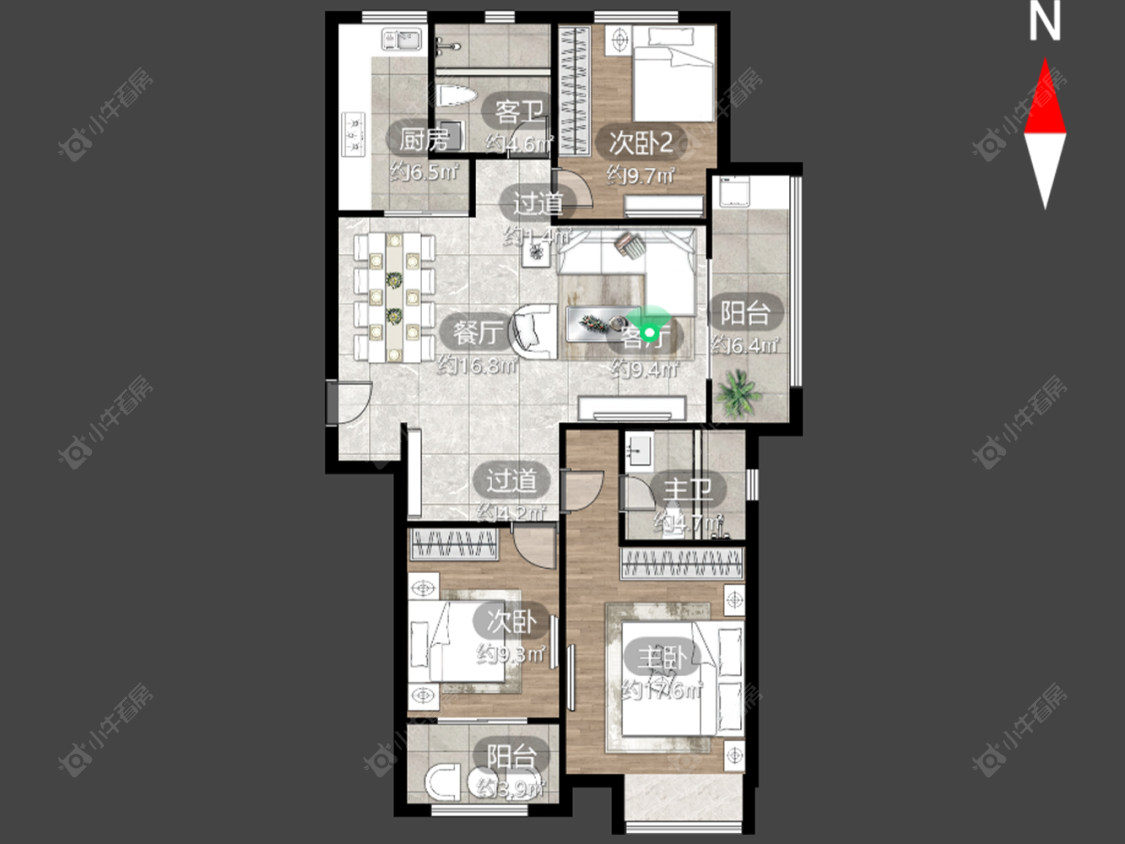 公园壹号四期房源户型图 常州公园壹号四期在售二手房源户型图_小牛看房