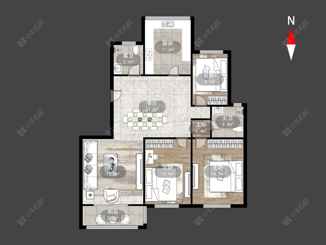 常州翔宇文苑在售二手房源户型图_小牛看房